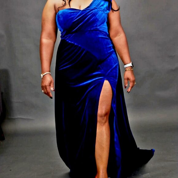 Rosalia Velvet Maxi Dress - Royal - 1X - Picture 2 of 2